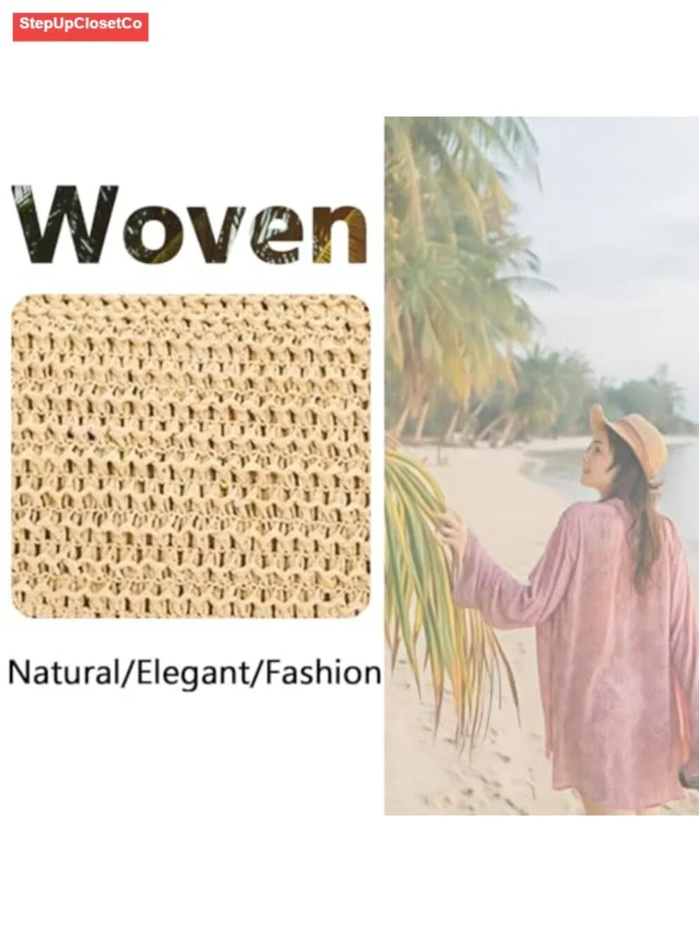 Straw Crossbody Bag for Women Crescent Woven Hobo Purse Adjustable Strap Summer